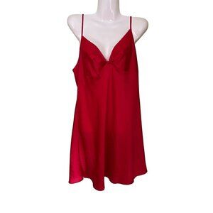 Womens Satin Red Slip‎ Dress / Nightie Large Coquette feminine Valentine Danity